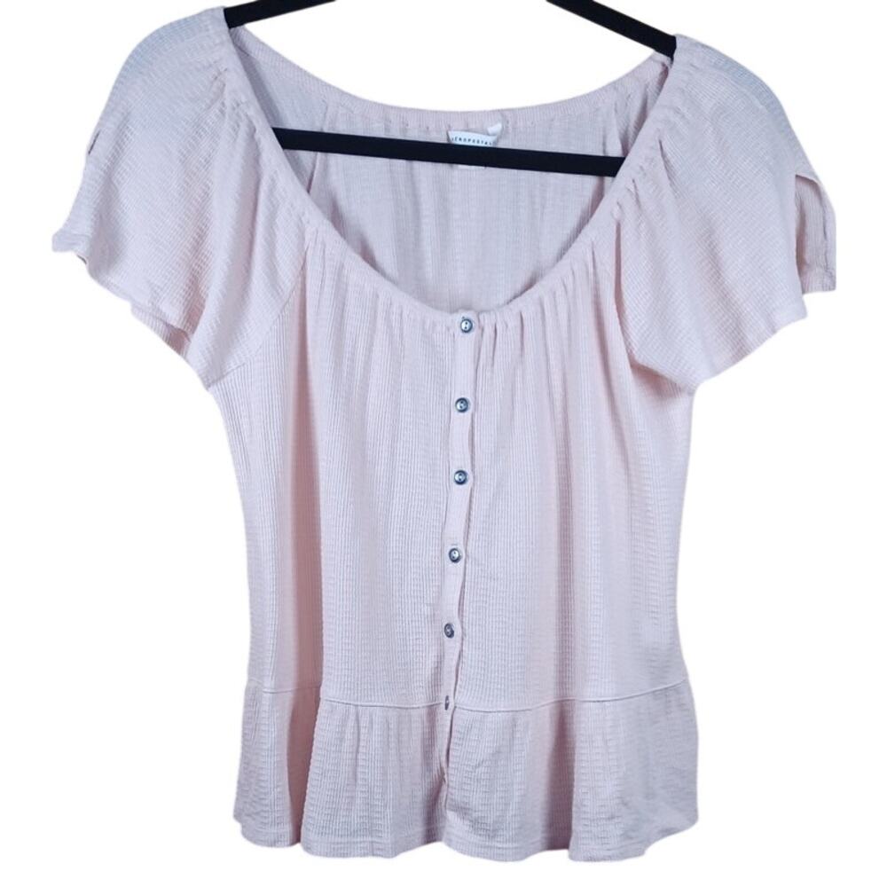 Aeropostale Blush Pink Waffle Knit Cotton Modal Peplum Top Size Small Clean Girl